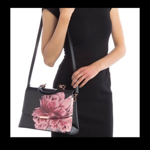Ted Baker Sofiaa Tranquility Sachel Black Pink Floral Flower NEW.